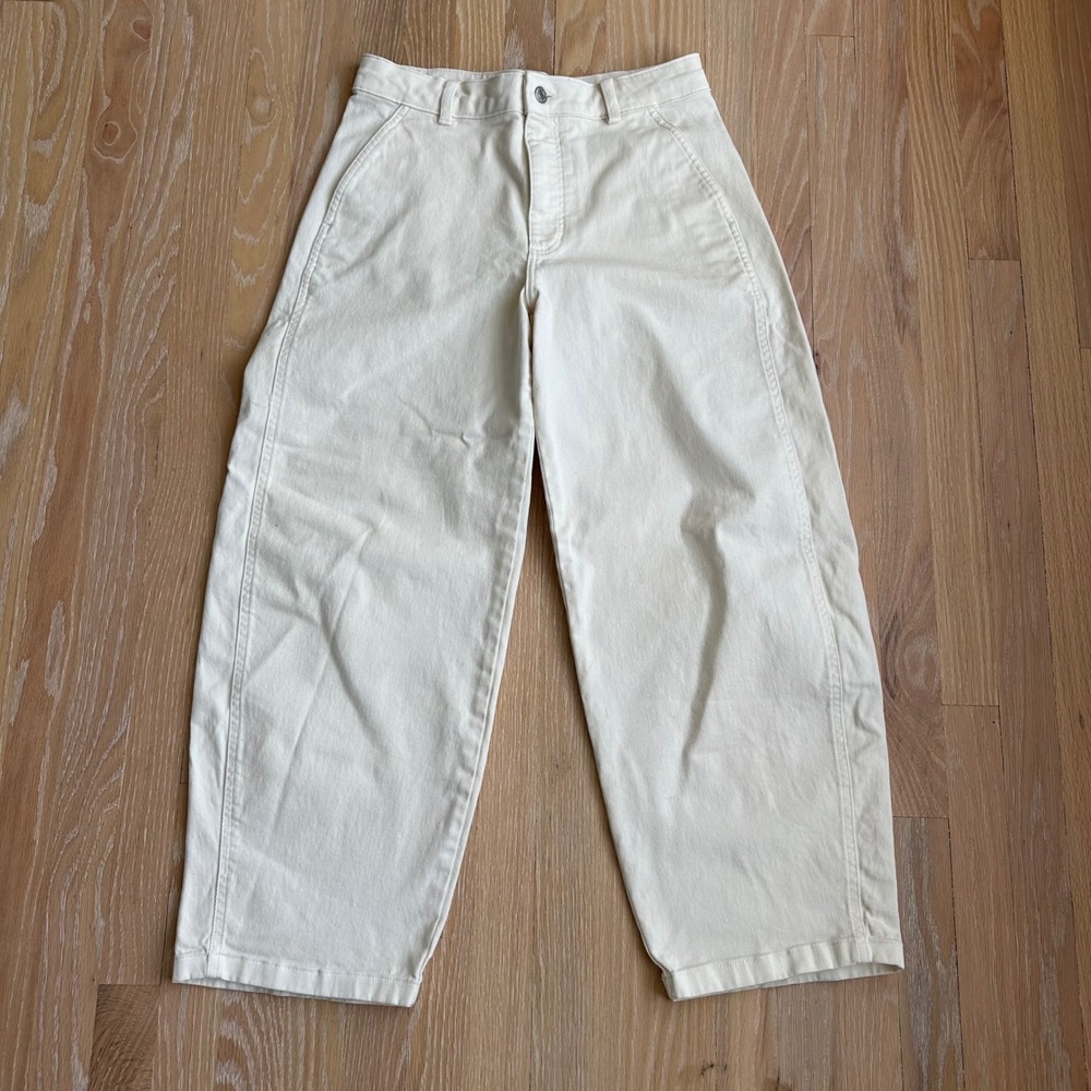 Everlane Wide Leg Barrel Trouser Jeans Organic Minimalist Boho Bone 8R